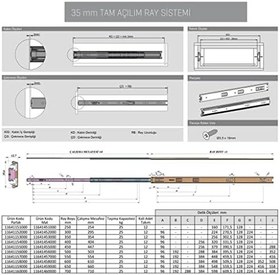 Resim KATAR Samet Galvanizli Teleskopik Çekmece Rayı 35x400 