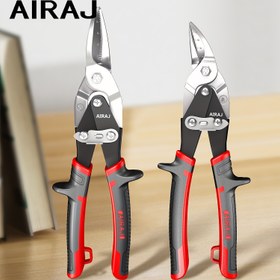 Resim AIRAJ 25.4 cm Ağır Hizmet Tipi Havacılık Makasları - Ergonomik Kırmızı ve Siyah Kaymaz Saplı Çok Yönlü Kesim Metal Sac Makası, Endüstriyel Profesyonel Sınıf Metallere Uygun Alüminyum, Bakır, Pirinç için - Pil Gerekmez, Metal Sac Kesimi | Çok Yönli Makaslar | Dayanıklı Metal Yapı 