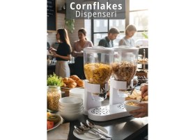 Resim Jet's Home 2’li Cornflakes Dispenseri 7 L Çift Hazneli Müsli Granola Kuruyemiş Kahvaltı Tahılları Sunum Aparatı 