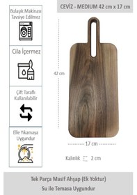 Resim Yekpare Masif Ahşap Sunum Tahtası Kesme Tahtası Ceviz Medium 3 