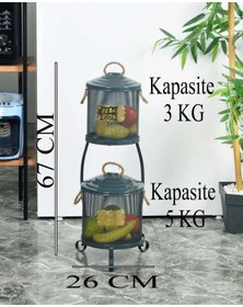 Resim Patates Soğan Kovası 2 Katlı Fileli Antrasit Renk Antrasit 