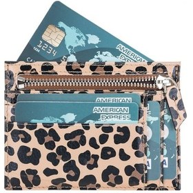 Resim Bouletta Zip Deri Kadın Fermuarlı Slim Kartlık Leopar 