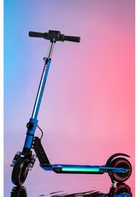 Resim Mini Bonito Çocuk Katlanabilir, Led Işıklı, Amortisörlü Elektrikli Scooter Ayarlanabilir Direksiyonlu Dizlik Ve Dirseklik Hediyedir Turkuaz 