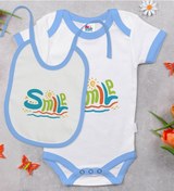 Resim Bk Kids Smile Tasarımlı Mavi Bebek Body Zıbın Ve Mama Önlüğü Hedi Çok Renkli 