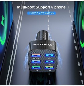 Resim Prestigegoods Uslıon 75w Araba Şarjı Hızlı Şarj 3.0 15a 6 Port İphone Uyumlu 13 12 Pro Samsung Xiaomi Huawei Cep Telefonu Şarj Cihazı 