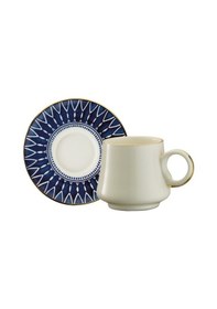 Resim Sandro Moreno 1453 Deep Blue Double Yüzük Gold 12 Parça 6 Kişilik Kahve Fincan Takımı 120 Ml Mavi 