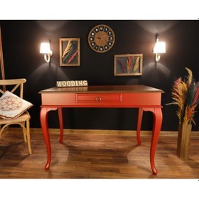 Resim Wooding-Mobilya Wooding 120 Cm Çekmeceli Masif Kırmızı Ceviz Çalışma Masası 