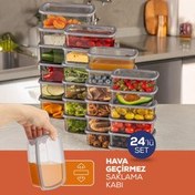 Resim 24'lü Hava Geçirmez Saklama Kabı Seti Gri 6x(250-500-750-1200 Ml) Vienev
