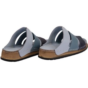 Resim Napa Shoes Hakiki Deri Üç Bantlı Çok Renkli Ortopedik Kadın Terlik Napa-303 Mavi 