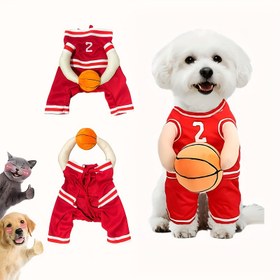 Resim Küçük ve Orta Boy Köpekler İçin Halloween Kostümü - Kırmızı & Beyaz Basketbol Forması Numara 2, Yumuşak Polyester Evcil Hayvan Kıyafeti, Kolay Giyimli Köpek Kostümü Halloween Partileri, Fotoğraf Çekimleri için - Güvenli & Rahat Yavru Köpekler & Köpekler İçin Evcil Hayvan Giysileri, Oyunbaz Tasarım, Konforlu Giysi, Evcil Hayvan Severler 