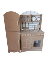 Resim 2 Kapaklı, Buzdolaplı Oyuncak Ahşap Mutfak Seti 
