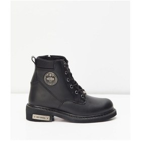 Resim Harley Davidson Jim Black Yağlı Deri Kadın Bot Siyah 