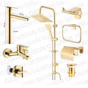 Resim özçakır New Gold 8 Li Banyo Seti Kare Duş Seti 