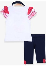 Resim Breeze Kız Bebek Tayt Takım Balerin Baskılı Bandanalı Beyaz (6 Ay-2 Yaş) 