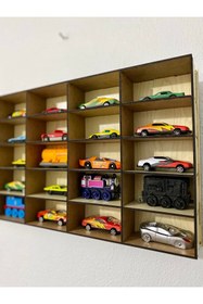 Resim Mini Tasarım Atölyem Çocuk Odası Araba Rafı 30 Araçlık Montessori 