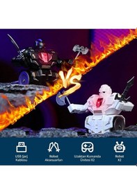 Resim Siyah-beyaz Uzaktan Kumandalı 2'li Aksiyon Robot Karakter Seti - Şarj Edilebilir, Ledli Ve 360 Dönen Akrobasi Figürleri Çok Renkli 