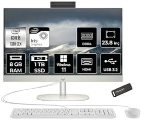 Resim HP ProOne 240 G10 i5 1335U 8GB 1TB SSD Iris Xe Graphics 23.8" FHD W11H All In One PC Beyaz & PER4 