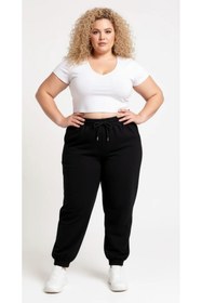 Resim Shape Of You Büyük Beden Yüksek Bel Lastikli Ve Bağcıklı Eşofman 