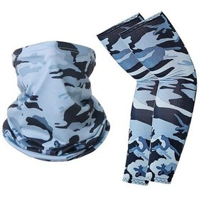 Resim Dashanshop Kamufle Desenli Kol Kılıfı Maske Bandana Ve Çorap Seti Outdoor Spor Aksesuarı 