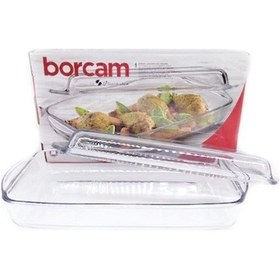 Resim Paşabahçe 59009 Kapaklı Borcam Dikdörtgen Fırın Tepsi 1950 CC 