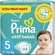 Resim Prima Bebek Bezi Aktif Bebek 5 Beden 68 Adet Ultra Fırsat Paketi 