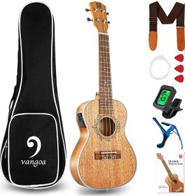 Resim Vangoa Vgn01eq Concert Boy Profesyonel Elektro Ukulele Ful Set 