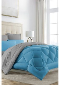 Resim Alla Turca Çift Taraflı Lux Silikon Yorgan - Çift Kişilik Özel Çantalıturkuaz-gri 