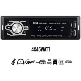 Resim Oto Teyp 4X45W Bt/Aux/Usb/Sd/Uk/Fm Şarjlı Usb Mega Mg-606Bt 