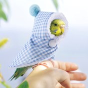 Resim Rahat & Sevimli Gingham Papağan Pelerini - Rüzgar Geçirmez, Kalınlaştırılmış Polyester Kuş Şalı Pom-Pom Kapüşonlu, Küçükten Orta Boy Papağanlara Uygun, Kuş Aksesuarları 