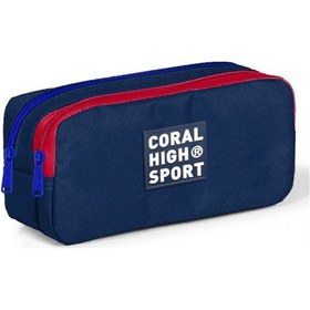 Resim Coral High Sport İki Gözlü Lacivert Kırmızı Kalem Çantası 
