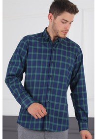 Resim G717 Derberry Erkek Gömlek-lacivert-yeşil Lacivert-yeşil 