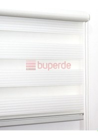 Resim Buperde Beyaz Dar Pilise Pliseli Zebra Stor Perde 