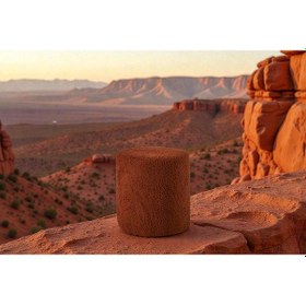 Resim Teddy Düz Puff - Yuvarlak Puf Makyaj Masası Pufu - Dekoratif Ayak Uzatma Pufu Kiremit 