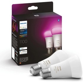 Resim TeknoKapsül Hue Beyaz ve Renkli Ambiyans, E27 Akıllı LED Ampul, 75W Eşdeğeri, 75W, 1100 Lümen, Bluetooth Uyumlu, 2'li Paket, Alexa, Asistan ve Homekit ile Çalışır, Renkli Beyaz 
