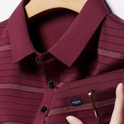 Resim Erkekler için şık çizgili golf tişörtü - Cepli, rahat kısa kollu yaka, nefes alabilen polyester, yaz aylarında dış mekan etkinlikleri için ideal, yazlık rahat giyim|Yaka tişörtü|Polyester tişört 