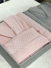 Resim Elissa Aile Bornoz Seti - Gri Pudra Gri - Pudra 