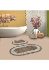 Resim Kahverengi Kaymaz Taban Oval Banyo Paspas Takım Bb-116 çok renkli 