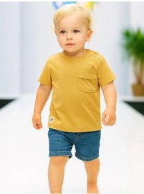 Resim Çikoby Erkek Bebek Basic Cep Detaylı Tshirt-15856 Hardal 