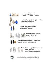 Resim 18 Aparatlı, Kapsamlı Tulumba Pres Seti - Çıtçıt Perçin Kalıpları 