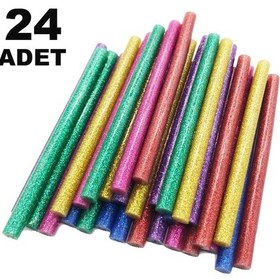 Resim 24 Adet. Simli Silikon. Sıcak Mum Silikon. 7 Mm x 18 Cm 