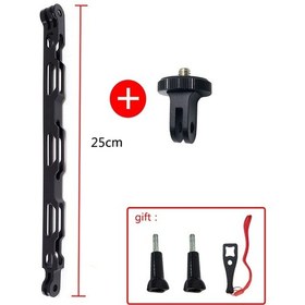 Resim 25cm-adaptör-tuyu Alüminyum Özçekim Uzatma Kolu Uzatılmış Çubuk Siyah Parantez İnsta360 One Rx Gopro Max Djı Osmo Kamera Aksesuarları 