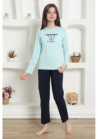 Resim Akbeniz Kız Çocuk Penye Pijama Takım 20421 Su Yeşili 