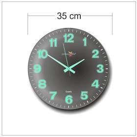 Resim Siyah Zeminli Bombe Camlı Gece Parlayan Fosforlu 35Cm Duvar Saati Siyah 