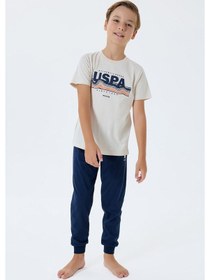 Resim U.S. Polo Assn. U.s. Polo Assn Erkek Çocuk Kısa Kollu Pijama Takım Beyaz-2312 Beyaz 