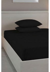 Resim %100 Pamuk Ranforce Premium Çift Kişilik Çarşaf Seti - Siyah Siyah 