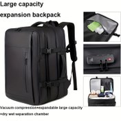 Resim Yüksek Kapasiteli ve Genişletilebilir Bir Erkek Sırt Çantası, Vakum Sıkıştırma Tasarımı ile Seyahat ve İş Seyahatleri için Mükemmel. Ayrıca Geniş Bir Laptop Sırt Çantası olarak da Harika Görünüyor, Üniversite Öğrencileri ve Profesyoneller için İdeal., Kadınlar için Uygun 