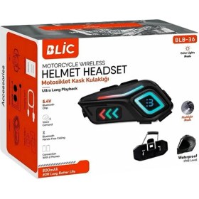 Resim Motor Kask Kulaklık Rgb Modlu Motosiklet Kulaklık Su Geçirmez 5.4 Bluetooth Intercom BLB_36 