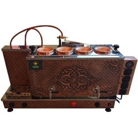 Resim 4 Demlikli Bakır Çay Ocağı 4 Gözlü Bakır Çay Kazanı Elek. + Tüplü 