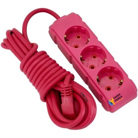 Resim Ozba Ticaret Ufo 5m Fuşya Üçlü Priz Uzatma Kablosu 