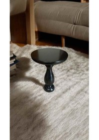 Resim Siyah Ahşap Tekli Yan Sehpa Masif Doğal Mantar Sehpa Modeli Siyah 